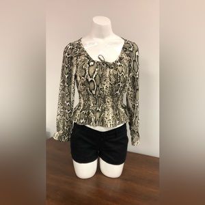 STREETWEAR SOCIETY SNAKE SKIN PRINTED LONG SLEEVE TOP